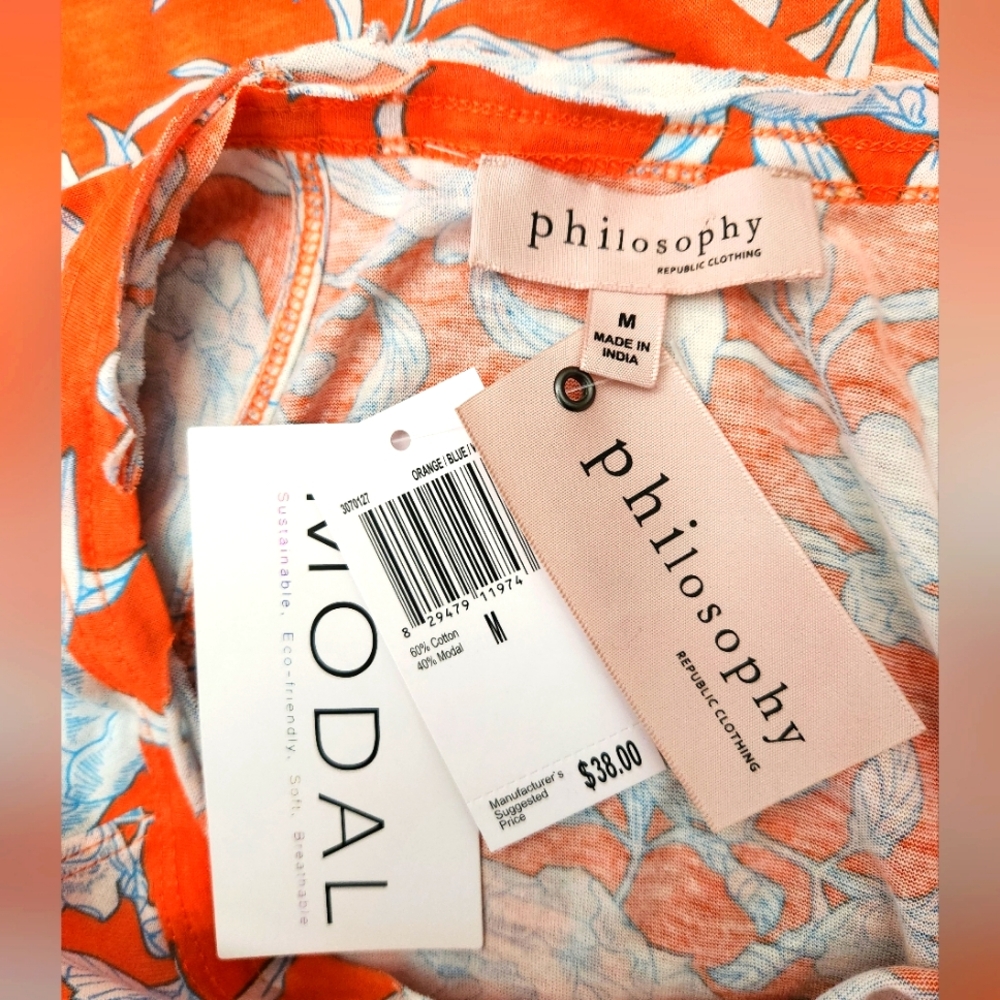 Philosophy Republic Clothing Ruffle Sleeve Tee - ORANGE - MEDIUM **NEW - Picture 5 of 10